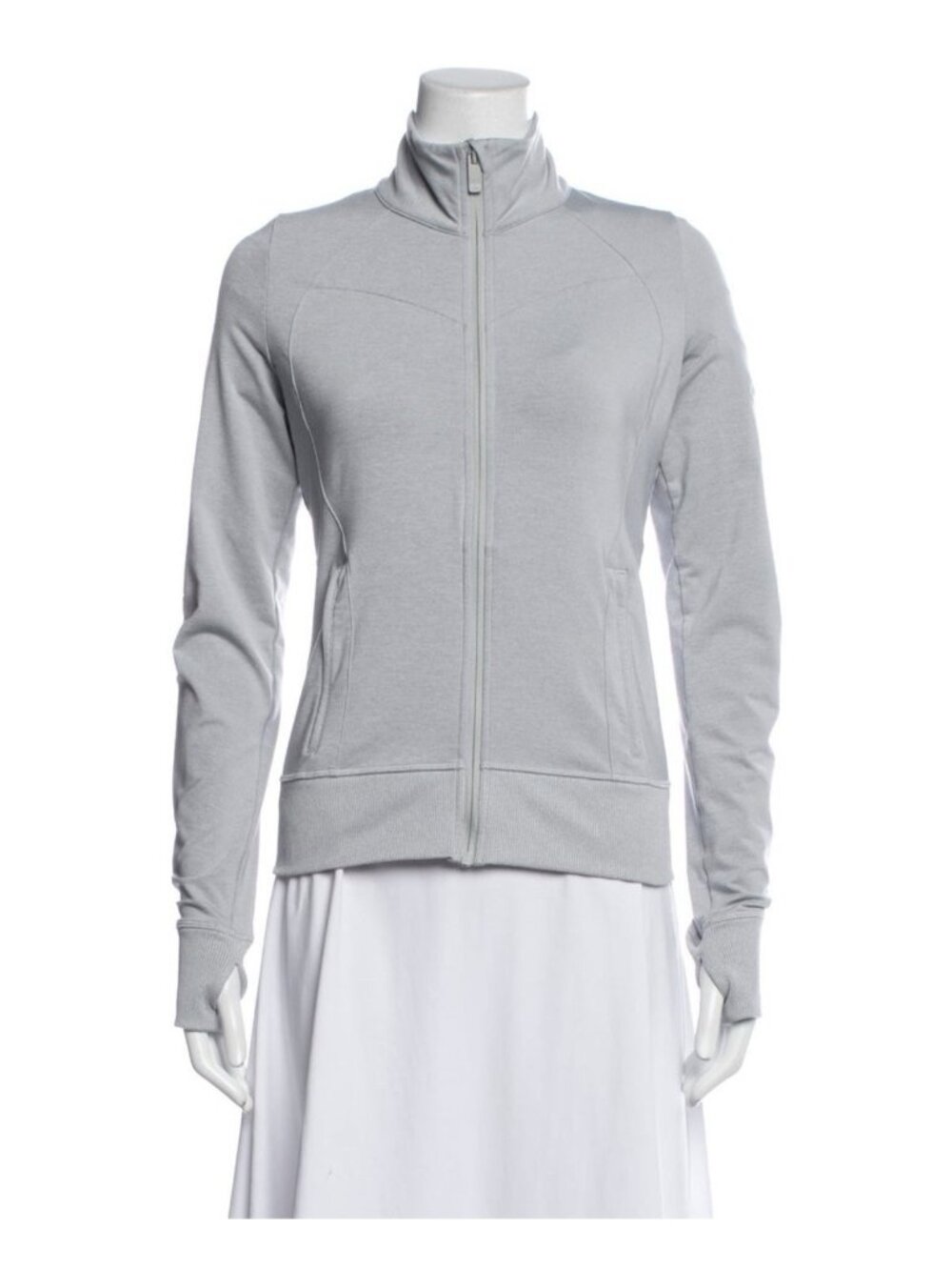 Alo Authentic Solid Heather Gray Long Sleeve Athletic Full Zip Up Jacket Small